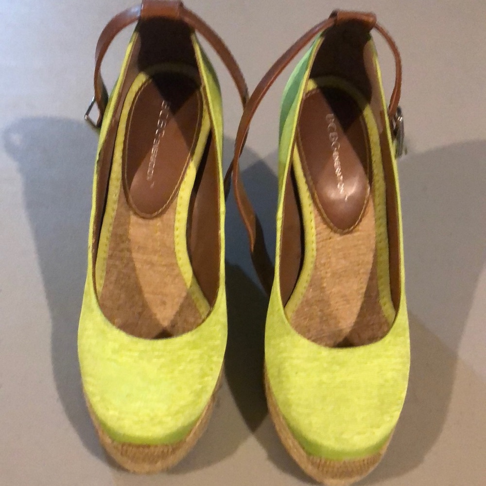Lime green wedge shoes